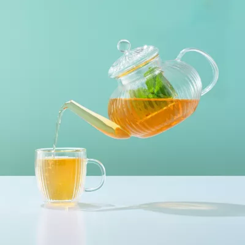 Joyjolt Fluted Glass Tea Glass Teapot