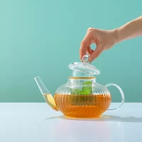 Joyjolt Fluted Glass Tea Glass Teapot