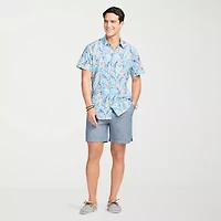 IZOD Dockside Chambray Mens Short Sleeve Regular Fit Button-Down Shirt