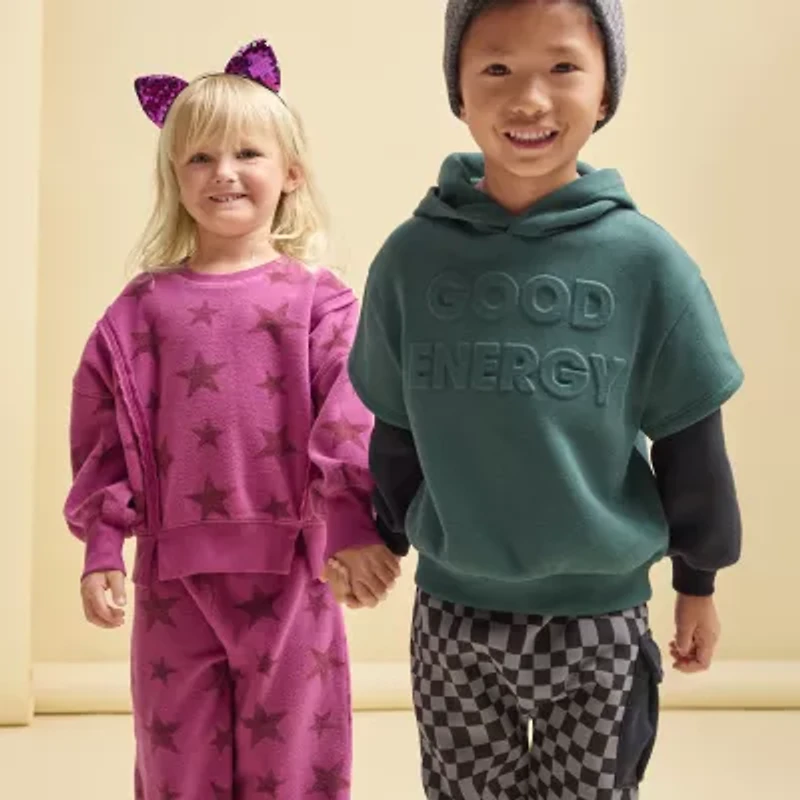 Grayson Little Toddler Girls Mid Rise Wide Leg Drawstring Pant