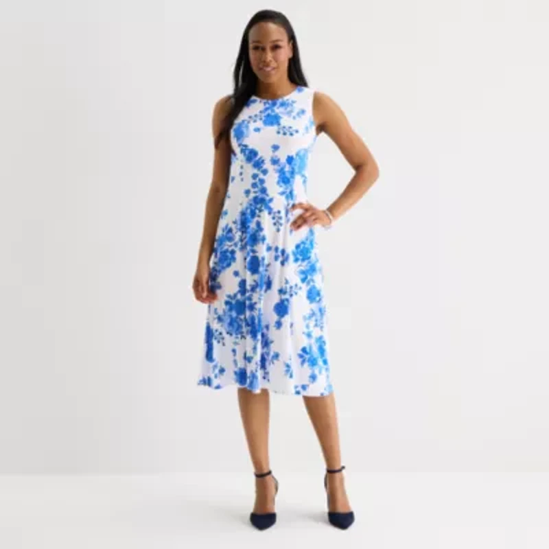 Danny & Nicole Womens Floral Midi Jacket Dress