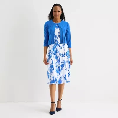 Danny & Nicole Womens Floral Midi Jacket Dress