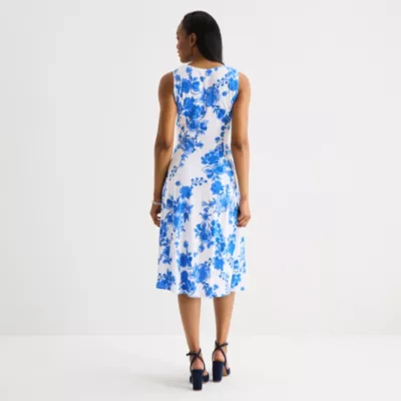 Danny & Nicole Womens Floral Midi Jacket Dress