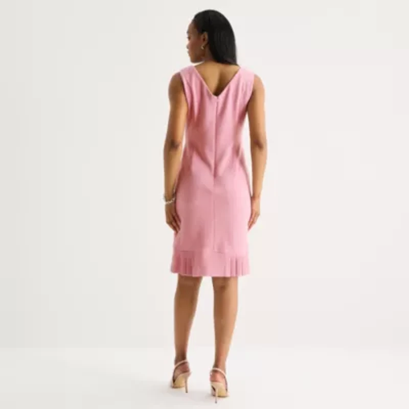 Maya Brooke Womens Pearl Trim Grid Jacket Dress