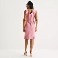 Maya Brooke Womens Pearl Trim Grid Jacket Dress