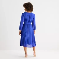 52seven Womens Long Sleeve Midi Fit + Flare Dress