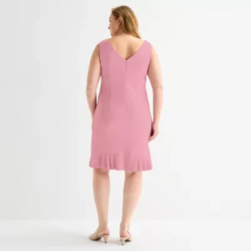 Maya Brooke Womens Plus Pearl Trim Jacket Dress