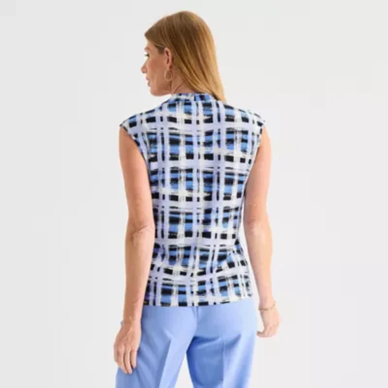 Black Label by Evan-Picone Womens Square Neck Short Sleeve Blouse