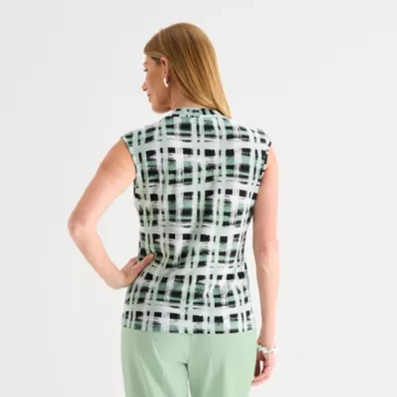 Black Label by Evan-Picone Womens Square Neck Sleeveless Blouse