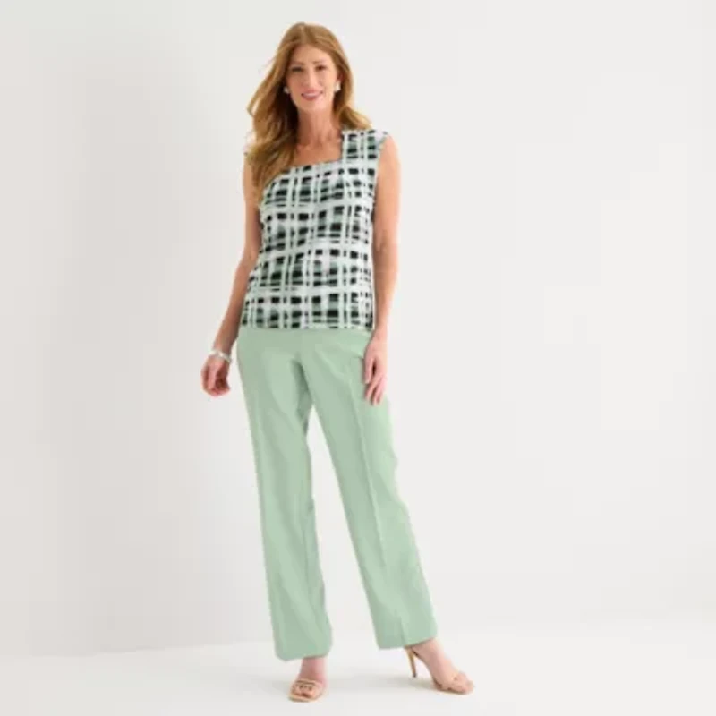 Black Label by Evan-Picone Womens Square Neck Sleeveless Blouse