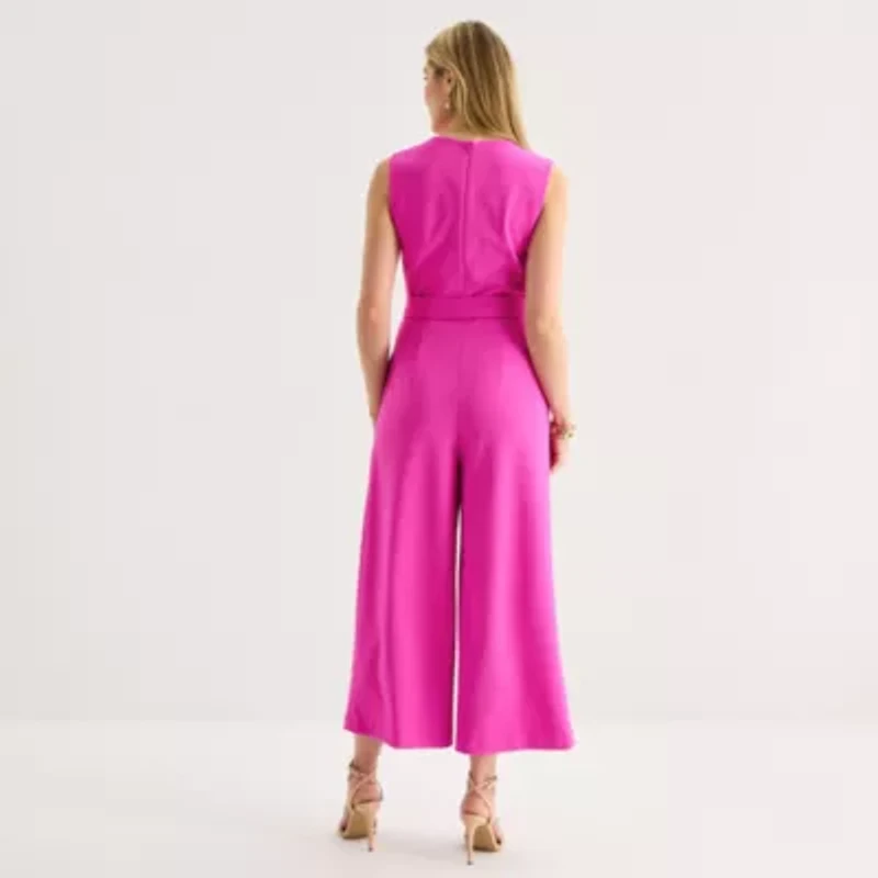 Marc New York Womens Jewel Neck Sleeveless Jumpsuit