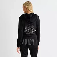 Juicy By Couture Womens Juniors Hooded Lightweight Track Jacket