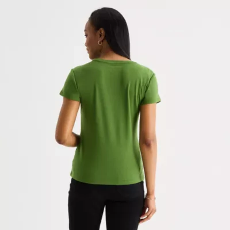 Liz Claiborne Womens Crew Neck Short Sleeve T-Shirt