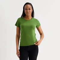 Liz Claiborne Womens Crew Neck Short Sleeve T-Shirt