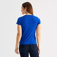 Liz Claiborne Womens Crew Neck Short Sleeve T-Shirt