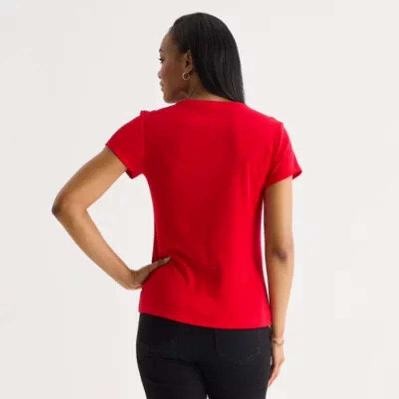 Liz Claiborne Womens Crew Neck Short Sleeve T-Shirt