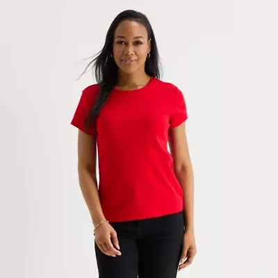 Liz Claiborne Womens Crew Neck Short Sleeve T-Shirt