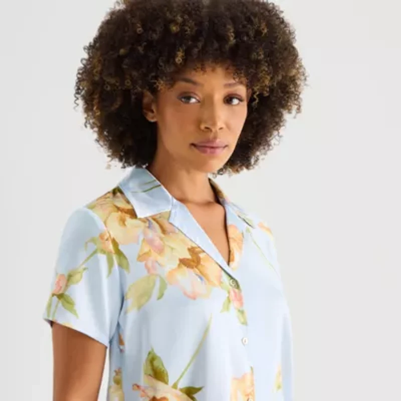 Ambrielle Womens Satin V-Neck Sleeveless 2-pc. Pajama Sets