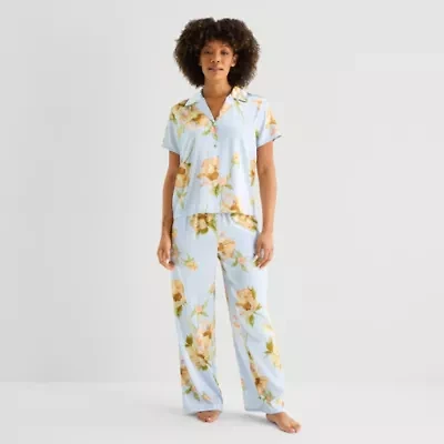 Ambrielle Womens Satin V-Neck Sleeveless 2-pc. Pajama Sets