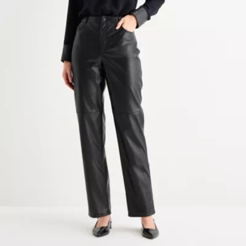 Worthington Womens Straight Faux Leather Trouser