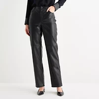 Worthington Womens Straight Faux Leather Trouser