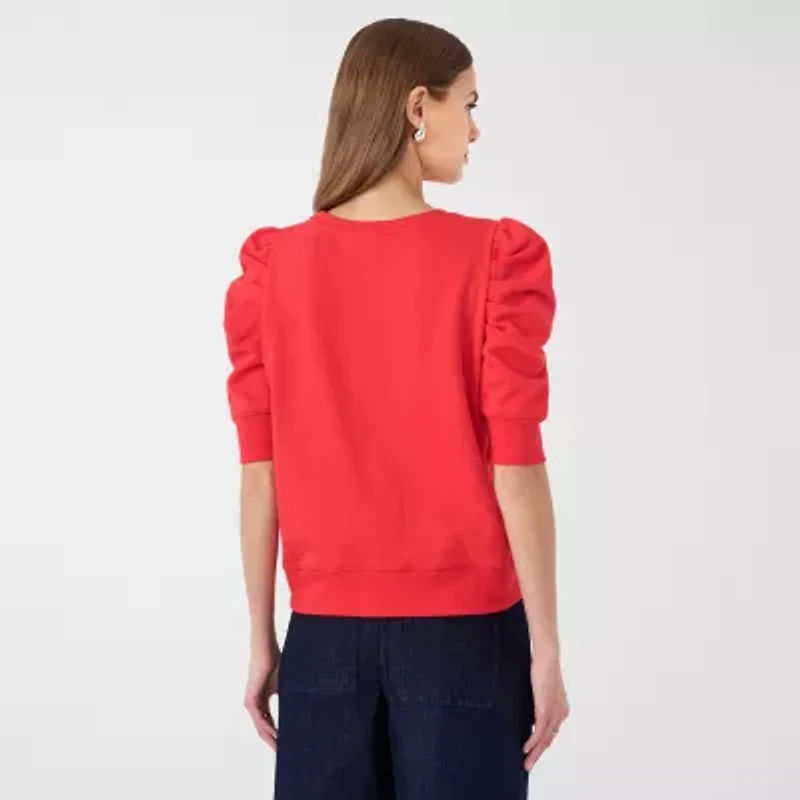 RM Rebecca Minkoff Womens Crew Neck Elbow Sleeve Sweatshirt