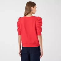 RM Rebecca Minkoff Womens Crew Neck Elbow Sleeve Sweatshirt