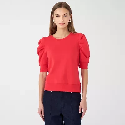 RM Rebecca Minkoff Womens Crew Neck Elbow Sleeve Sweatshirt