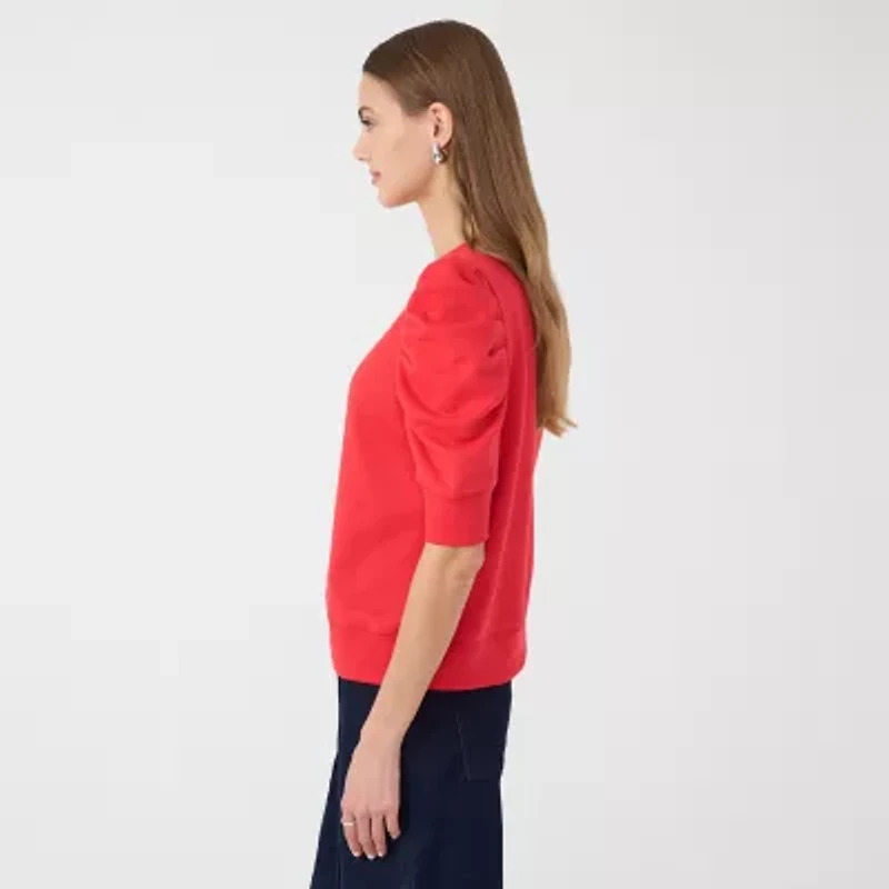 RM Rebecca Minkoff Womens Crew Neck Elbow Sleeve Sweatshirt