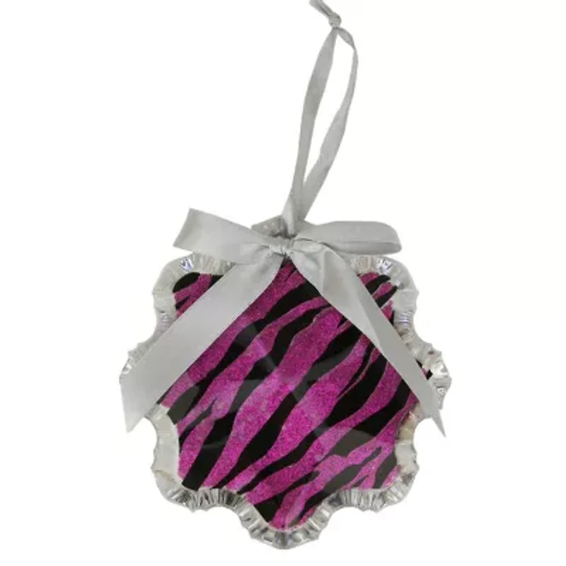 4.5'' Magenta Pink and Gray Glittered Snowflake Prism Christmas Ornament