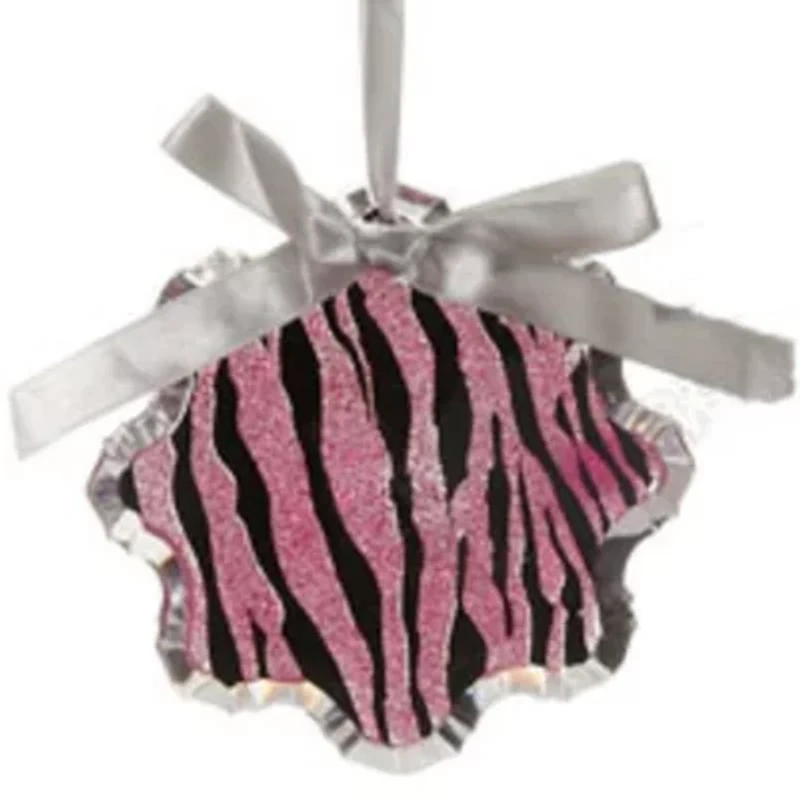 4.5'' Magenta Pink and Gray Glittered Snowflake Prism Christmas Ornament