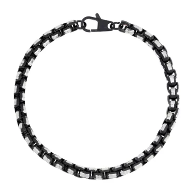 Mens Stainless Steel 8 1/2 Inch Solid Box Chain Bracelet