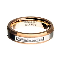 Inox Mens Jewelry 6MM Cubic Zirconia Tungsten Hypoallergenic Wedding Band