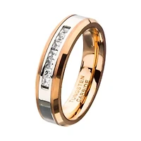 Inox Mens Jewelry 6MM Cubic Zirconia Tungsten Hypoallergenic Wedding Band