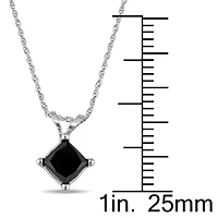 Womens 1 CT. Natural Black Diamond 10K White Gold 17 Inch Pendant Necklace