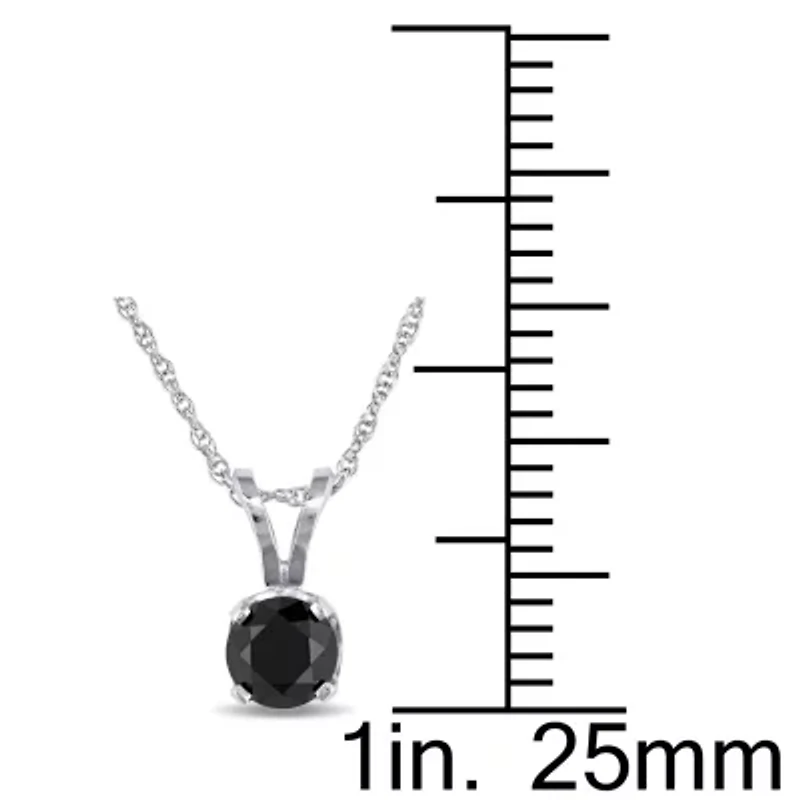 Womens 1/2 CT. Natural Black Diamond 10K White Gold Round 17 Inch Pendant Necklace