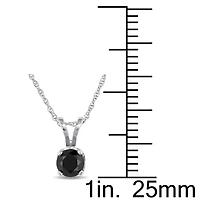 Womens 1/2 CT. Natural Black Diamond 10K White Gold Round 17 Inch Pendant Necklace