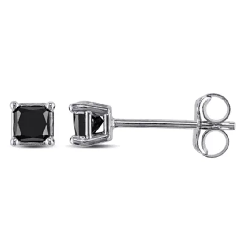 1/3 CT. T.W. Natural Black Diamond 10K White Gold 3.5mm Stud Earrings