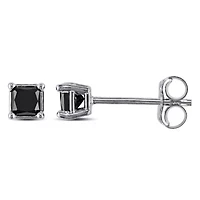 1/3 CT. T.W. Natural Black Diamond 10K White Gold 3.5mm Stud Earrings