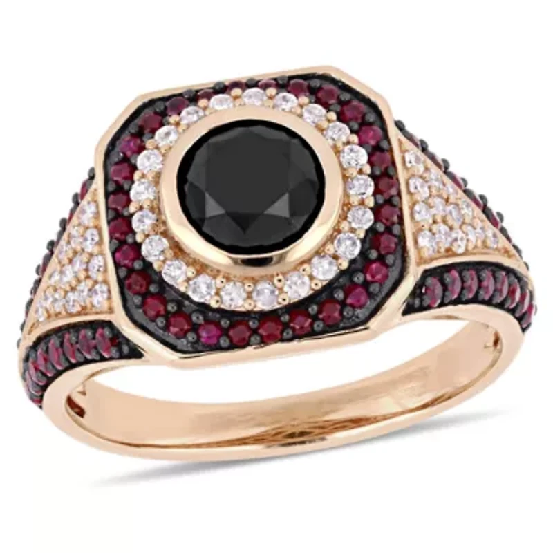 Womens 1 1/4 CT. T.W. Natural Black Diamond 10K Rose Gold Cocktail Ring