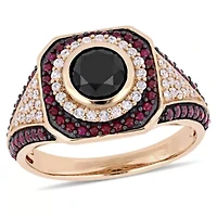 Womens 1 1/4 CT. T.W. Natural Black Diamond 10K Rose Gold Cocktail Ring
