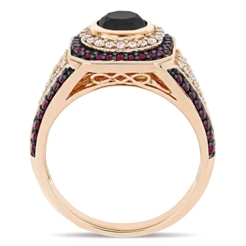 Womens 1 1/4 CT. T.W. Natural Black Diamond 10K Rose Gold Cocktail Ring