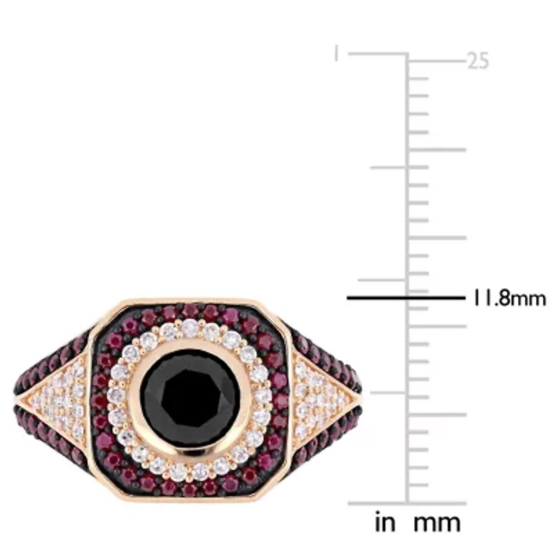 Womens 1 1/4 CT. T.W. Natural Black Diamond 10K Rose Gold Cocktail Ring