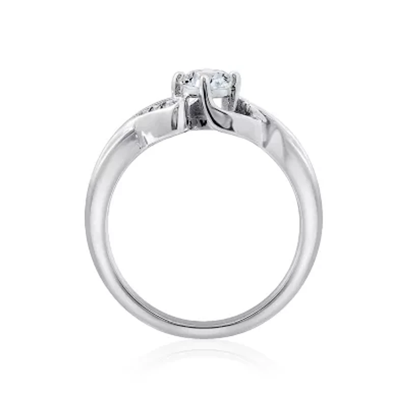 DiamonArt® Womens White Cubic Zirconia Sterling Silver Promise Ring