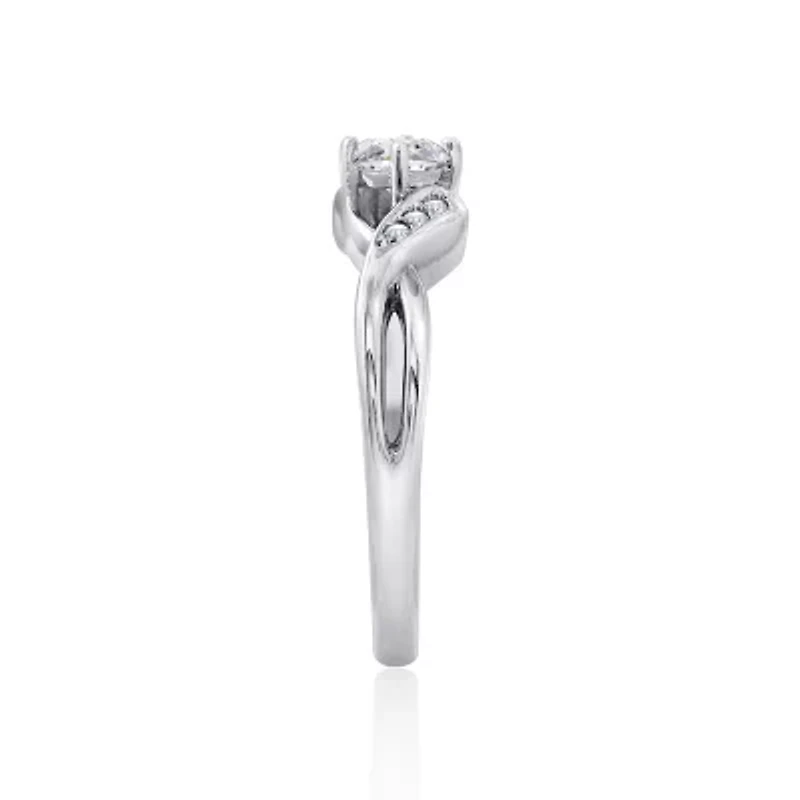DiamonArt® Womens White Cubic Zirconia Sterling Silver Promise Ring