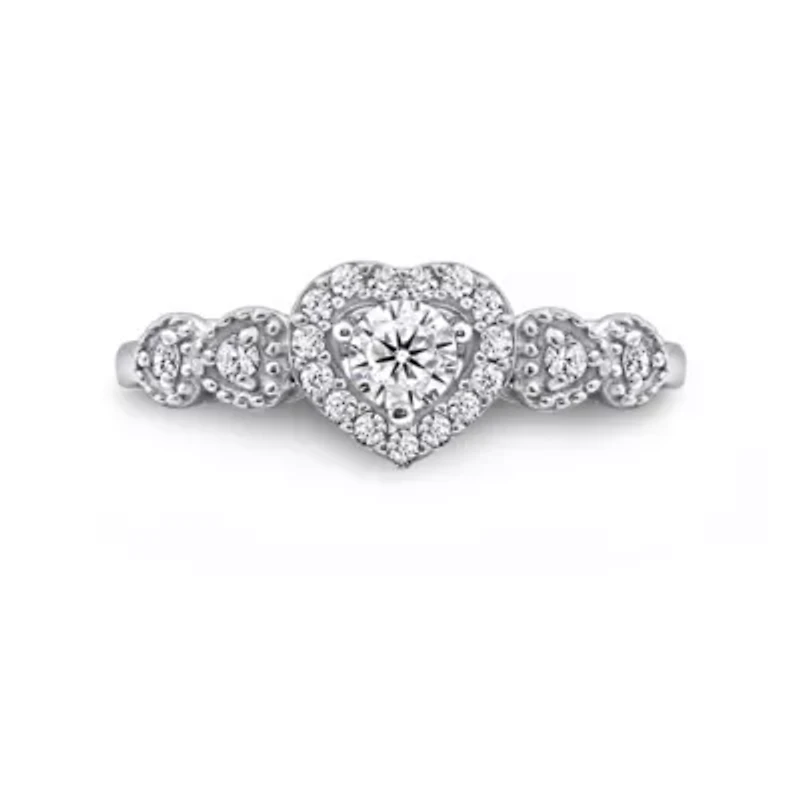 DiamonArt® Womens 1 1/2 CT. T.W. White Cubic Zirconia Sterling Silver Heart Promise Ring