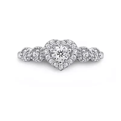 DiamonArt® Womens 1 1/2 CT. T.W. White Cubic Zirconia Sterling Silver Heart Promise Ring