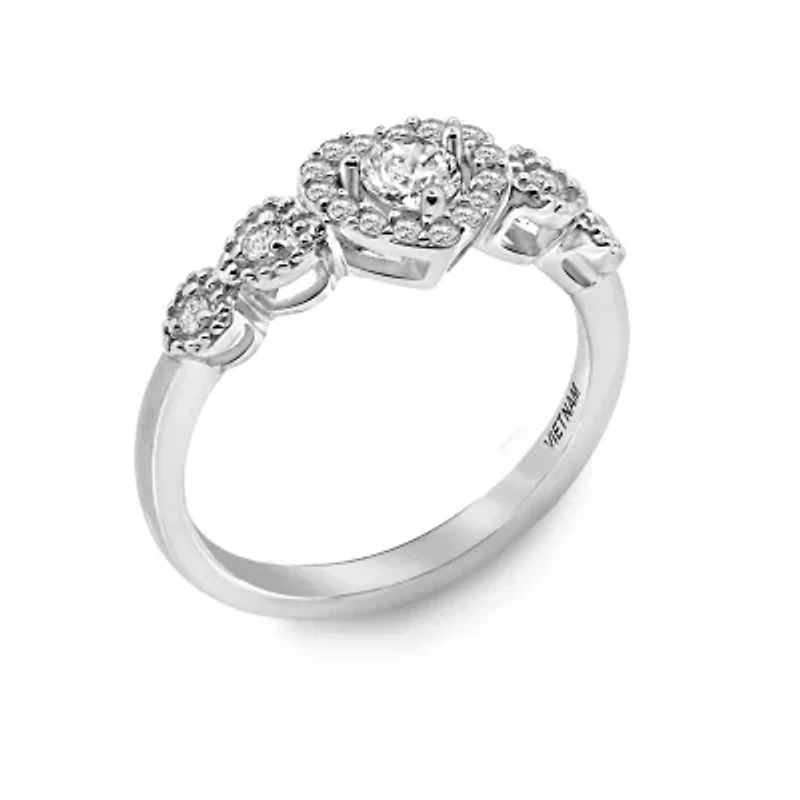 DiamonArt® Womens 1 1/2 CT. T.W. White Cubic Zirconia Sterling Silver Heart Promise Ring