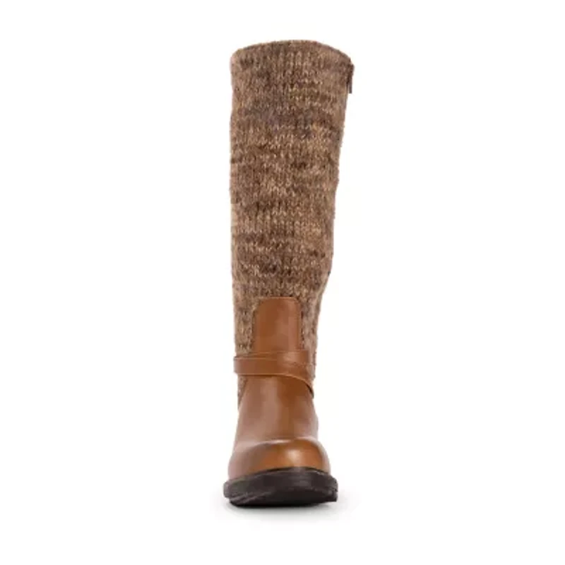 Muk Luks Womens Logger Alberta Stacked Heel Dress Boots