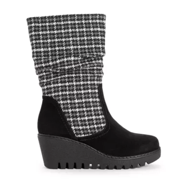 Muk Luks Womens Vermont Stowe Wedge Heel Dress Boots